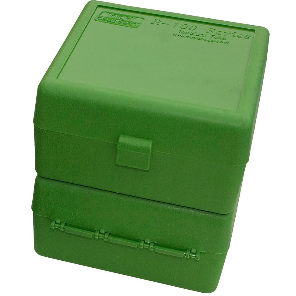 MTM Case Guard RS100 Series Small Rifle Ammo Box 100 Rounds Green 5.56 NATO / .223