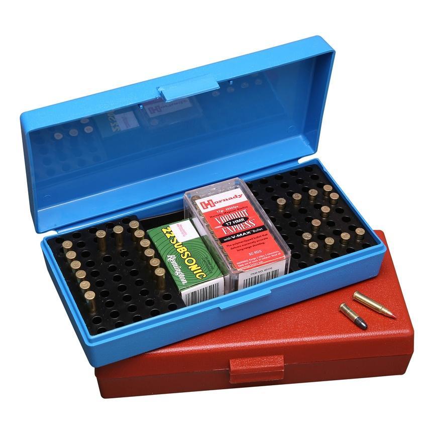 MTM .17 /.22 Rimfire Ammo Box 100/tray Blue .22 LR