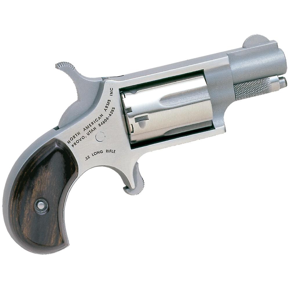 North American Arms NAA 22LR Mini Revolver Handgun .22 LR 5rd Capacity 1.125" Barrel Silver with Wood Grip