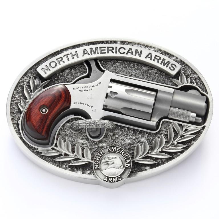 North American Arms NAA 22LR Mini Revolver .22 LR 5rd Capacity 1.125" Barrel Silver with Wood Grips and Oval…