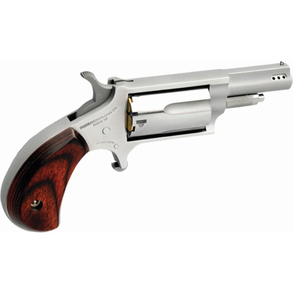 North American Arms 22M Ported Handgun .22 Mag 5rd Capacity 1.63" Barrel Silver with Wood Grip .22 WMR