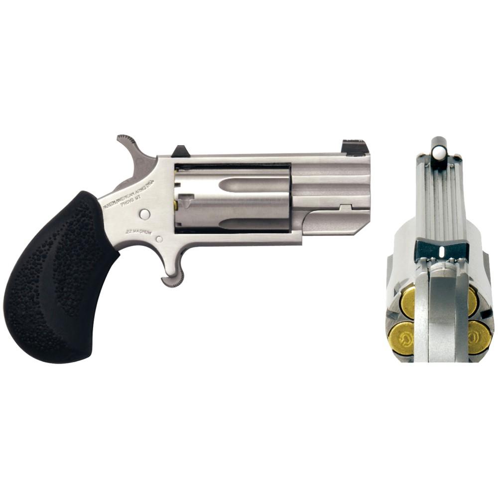 North American Arms NAA PUG DP Ported Handgun .22 Mag 5rd Capacity 1" Barrel Silver with Black Grips .22 WMR