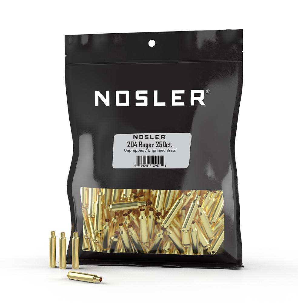 Nosler 204 Ruger Unprimed Bulk Un-prepped Brass 250 Count