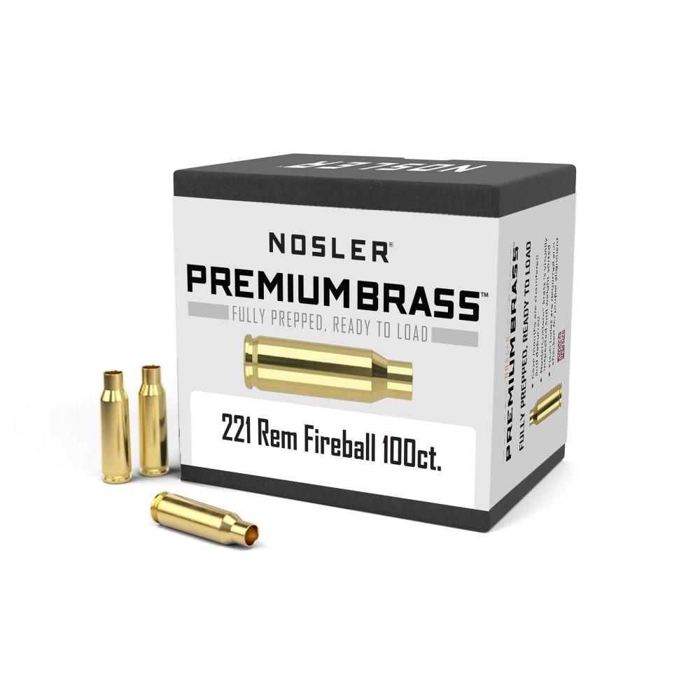 Nosler 10078 Unprimed Brass .221 Remington Fireball, 100ct Rifle Cartridge Cases, USA Origin