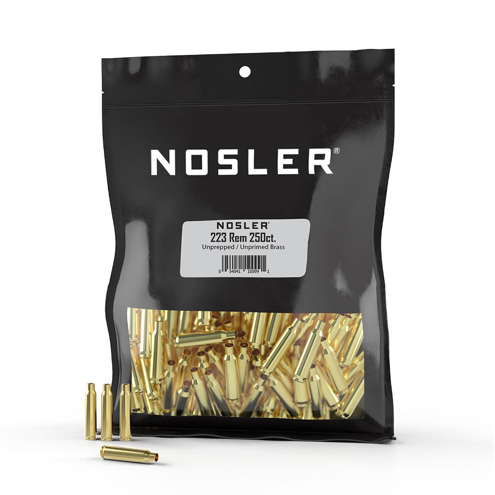 Nosler Unprimed Unprepped Brass .223 Rem 250 Count Bulk Packaging