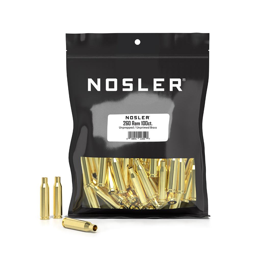 Nosler Unprimed Unprepped Brass .260 Rem 100 Count Bulk Raw Cases