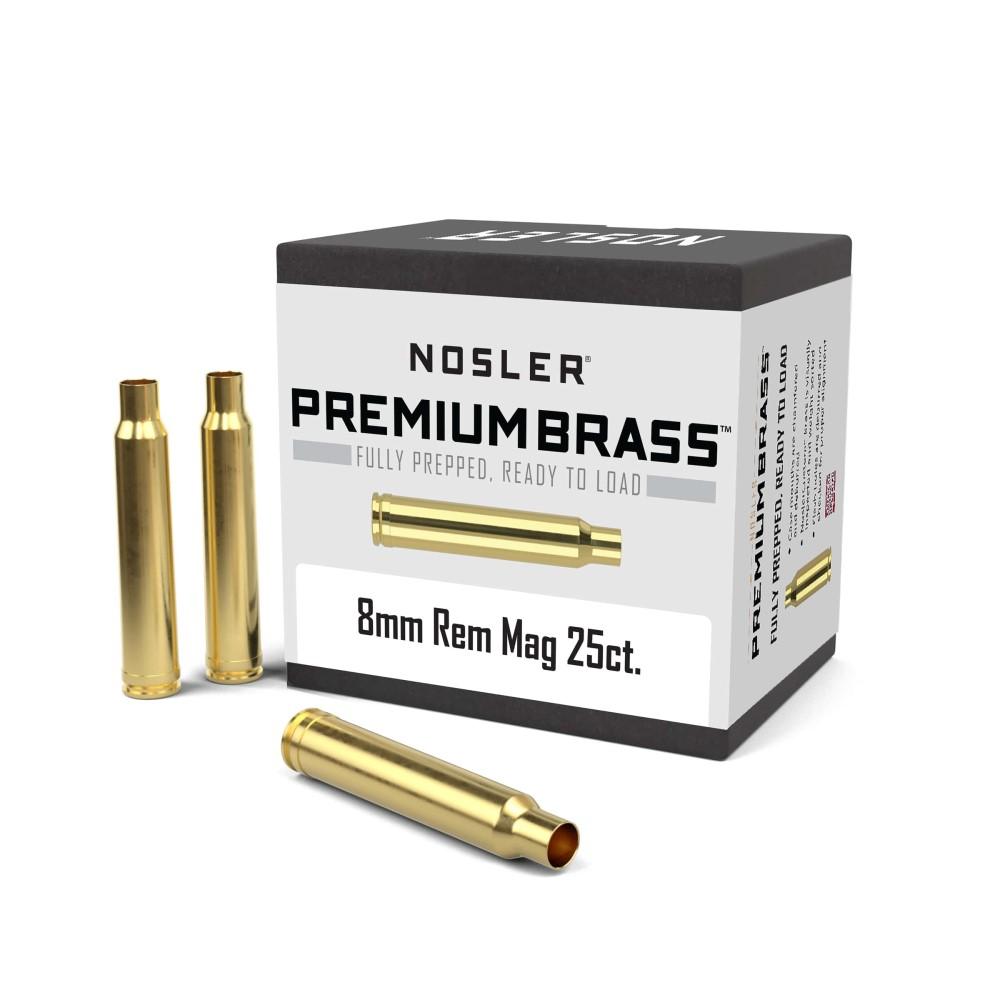 Nosler 8mm Rem Mag Unprimed Brass Rifle Cases 25 Count Ready to Load