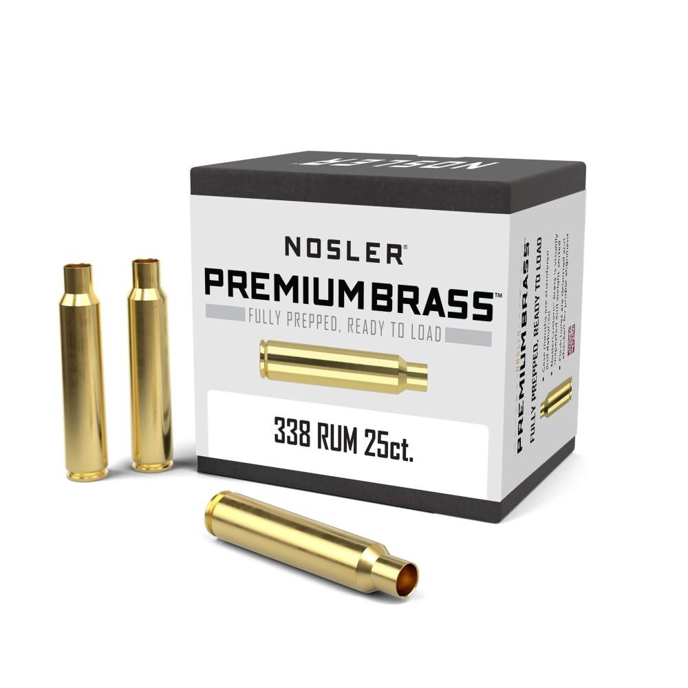 Nosler Unprimed Brass Rifle Cartridge Cases 25/ct .338 RUM - Reloading ...