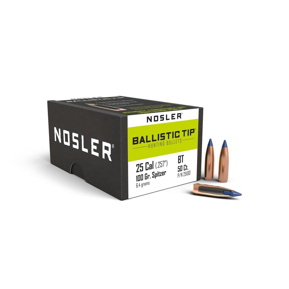 Nosler Ballistic Tip Hunting Rifle Bullets .25 cal .257" 100 gr SBT-BTIP 50/ct