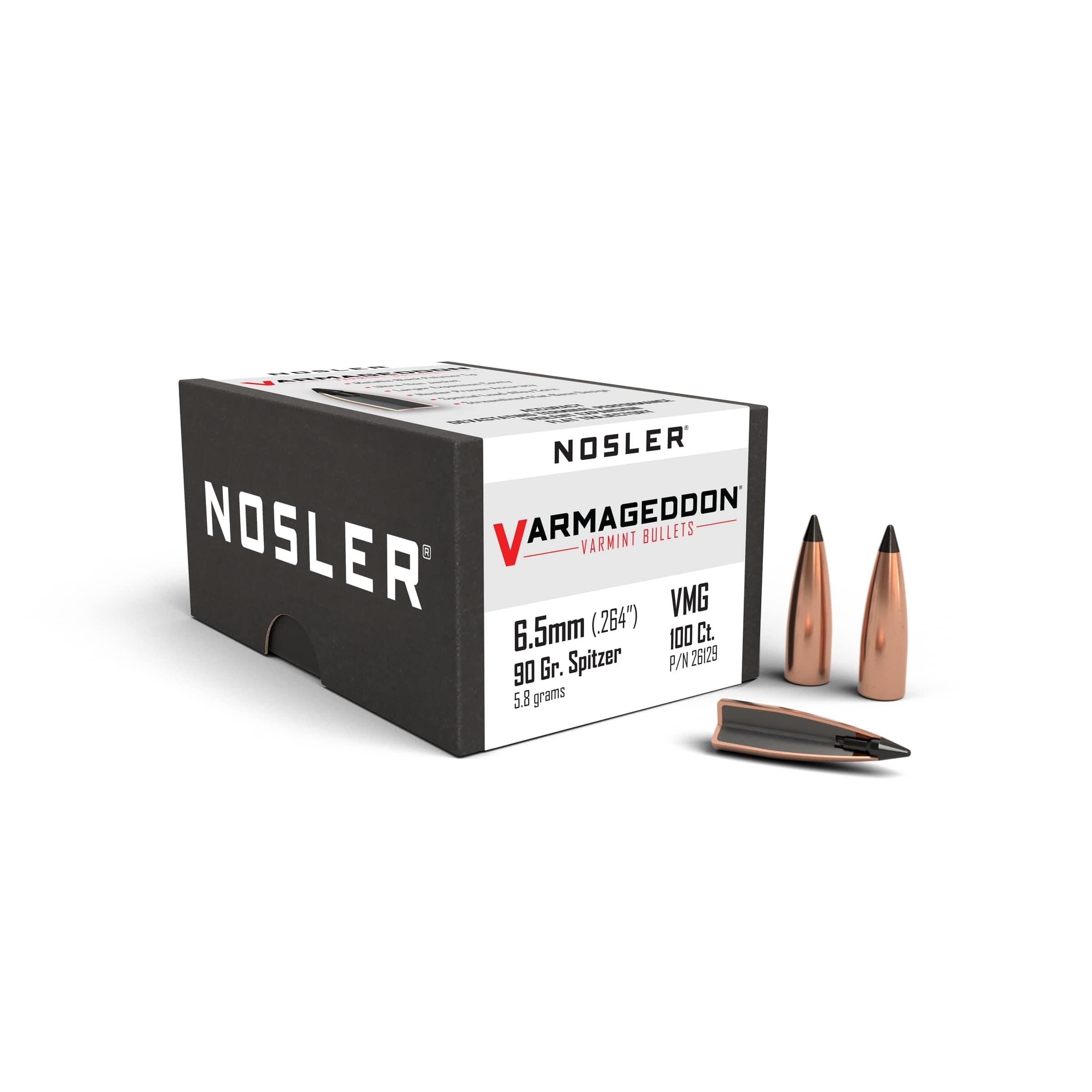 Nosler VarMageddon 6.5mm .264 90 gr Hollow Point 100 Count Bullets