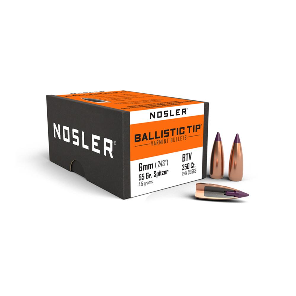 Nosler Ballistic Tip Varmint Bullets 6mm .243" 55 gr SBT-SB 250-ct