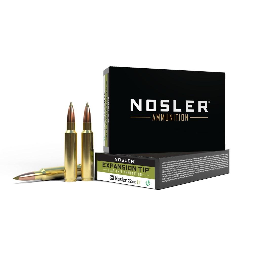 Nosler E-Tip Rifle Ammunition 33 Nosler 225 Gr E-Tip 2975 FPS 20/Ct
