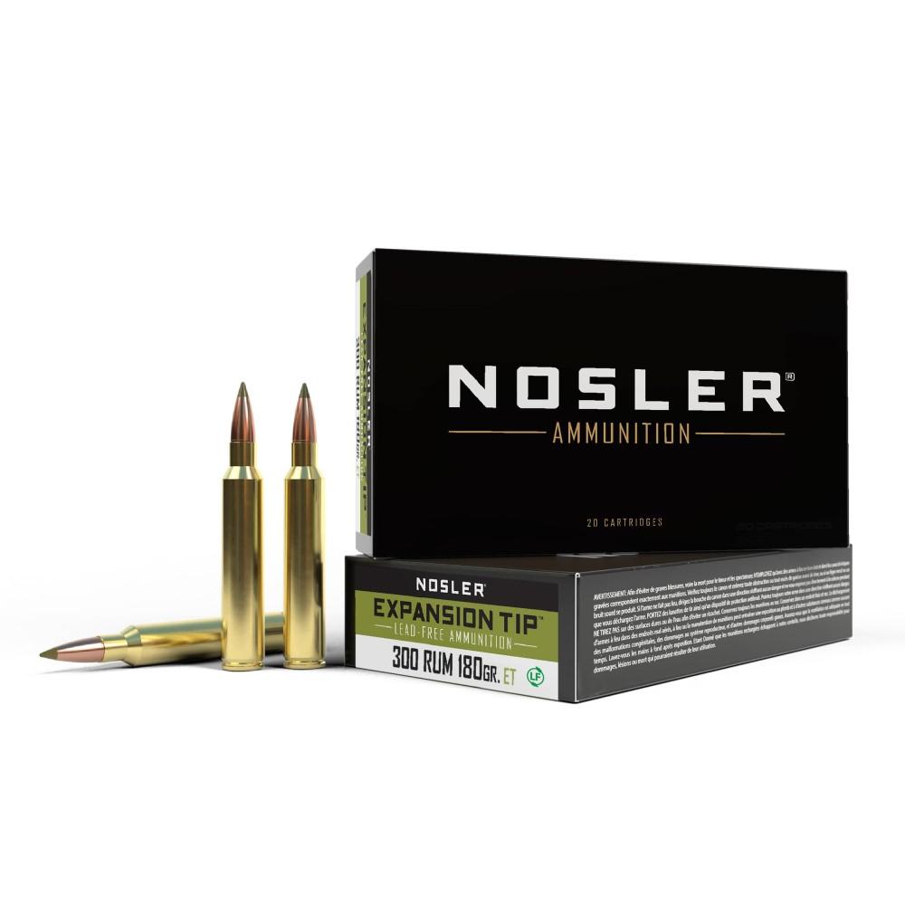 Nosler 40144: .300 RUM E-Tip 180 Grain Brass Cased Rifle Ammunition, 20 Rounds, USA Origin