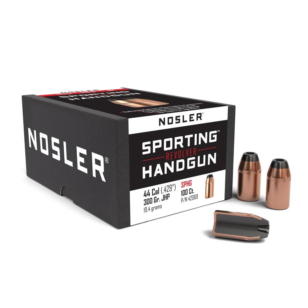 Nosler .44 Caliber 300gr JHP Handgun Bullet, Jacketed Hollow Point, 100 Pack, USA Origin