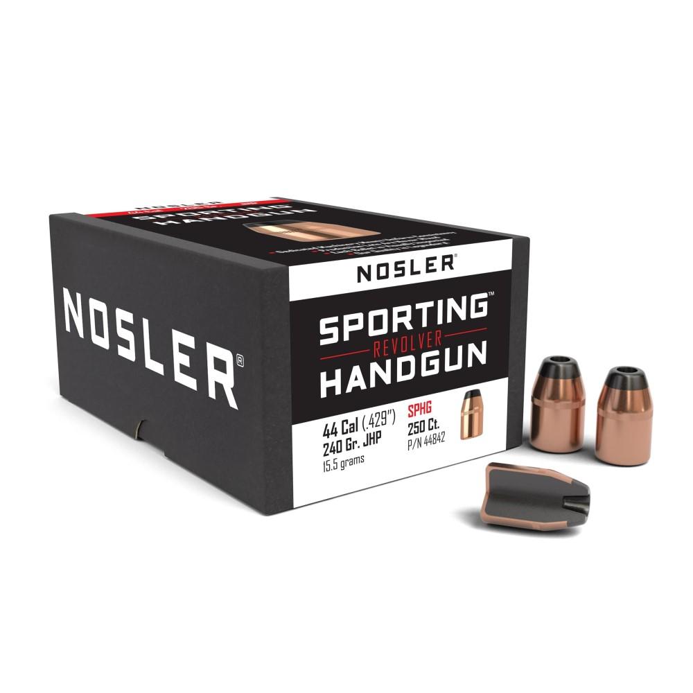 Nosler .44 Caliber 240gr JHP Sporting Handgun Bullets, 250 Count, High-Quality Copper Alloy, USA Origin