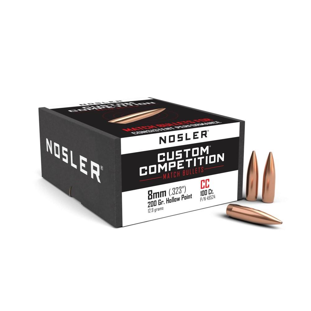 Nosler 8mm .323 Caliber Custom Competition Bullets, 200gr HPBT, 100 Count, High-Performance, Aerodynamic, USA Origin