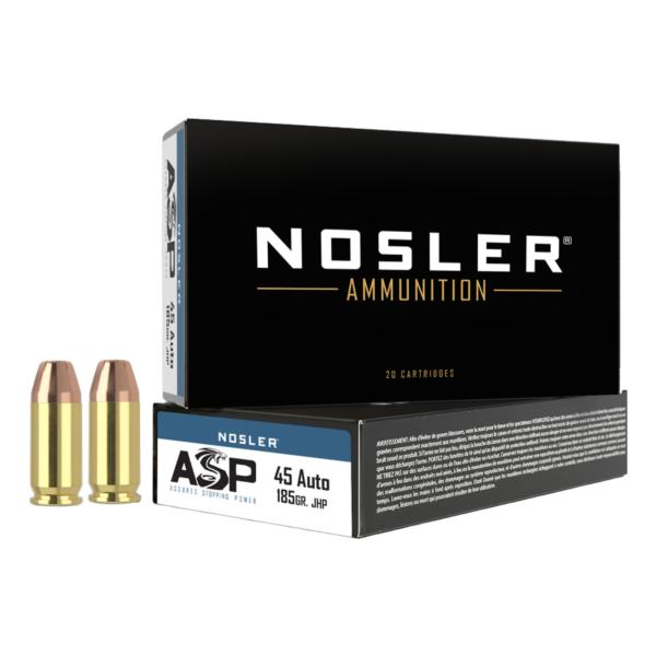 Nosler ASP Handgun Ammo .45 ACP 185 gr JHP 915 fps 50/ct