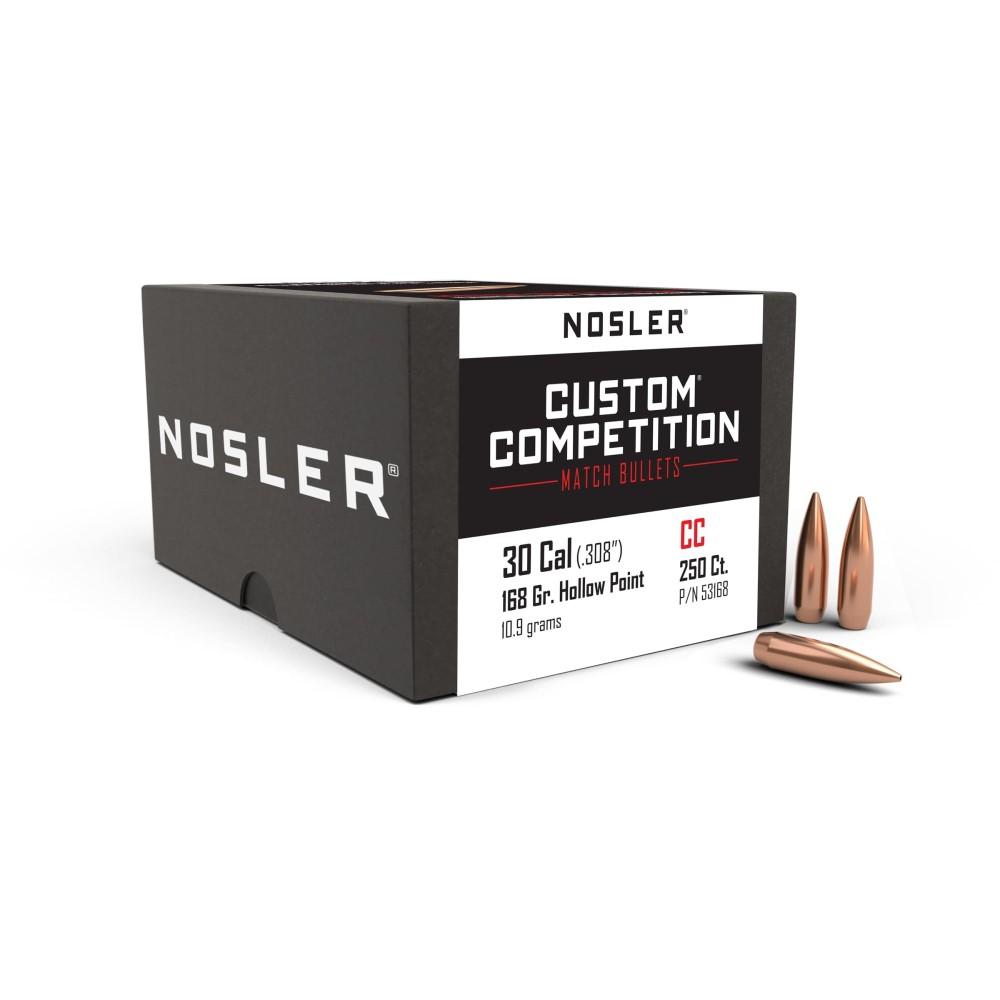 Nosler Custom Competition Bullets .30 Caliber 168 Grain HPBT 250 Count