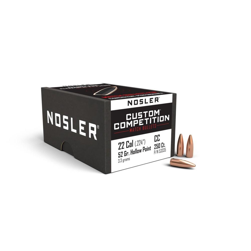 Nosler 22 Caliber (.224) 52 Grains Hollow Point Boat Tail (Per 250) 53335