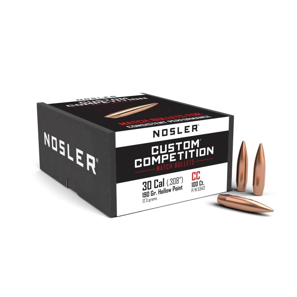 Nosler Custom Competition Bullets .30 Cal 190 Gr HPBT 100 Count