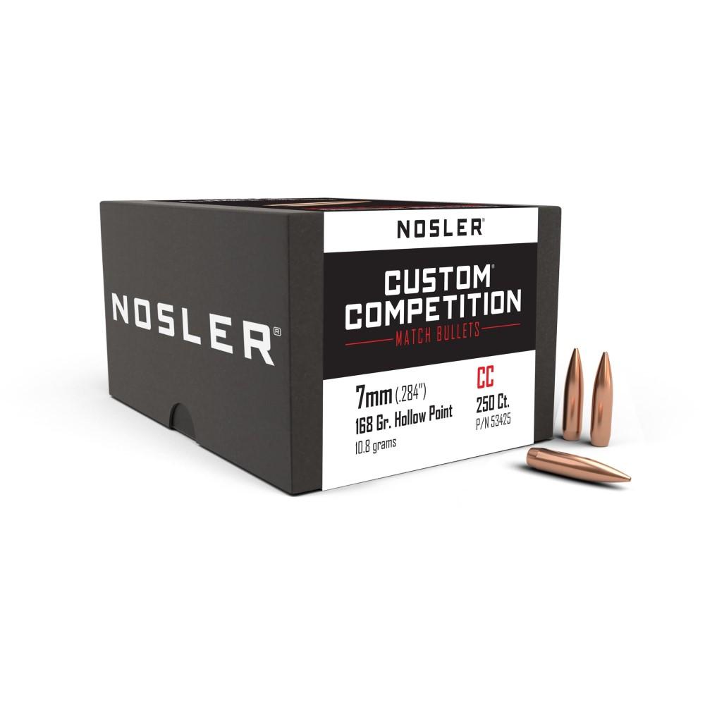 Nosler Custom Competition 7mm .284 Caliber 168gr HPBT Bullets, 250 Count - Accurate, Aerodynamic, Lead-Free