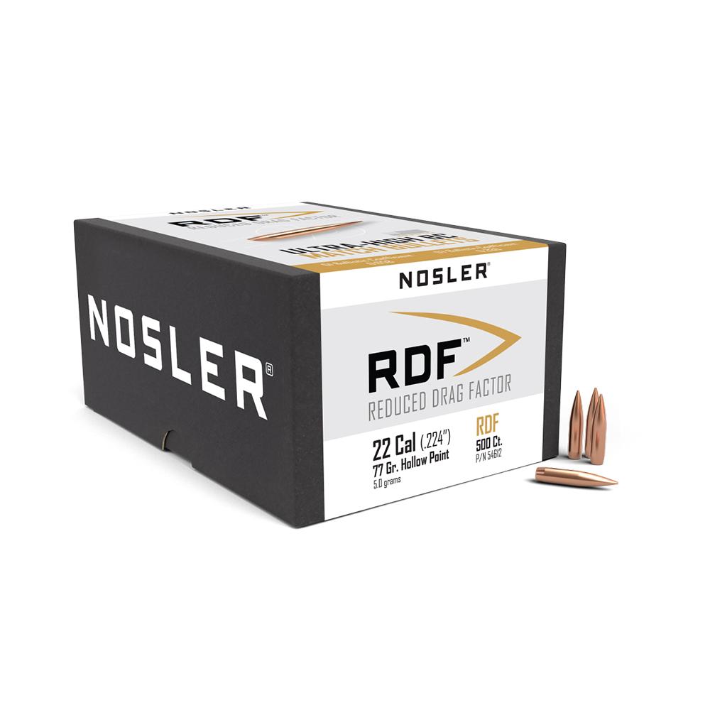 Nosler 54612 RDF Match Bullets .22 Cal .224 77gr HPBT 500ct