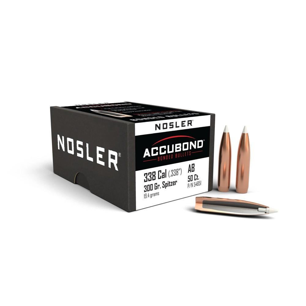 Nosler Accubond Rifle Bullets .338 Cal .338" 300 Gr SBT-ACB 50/Ct