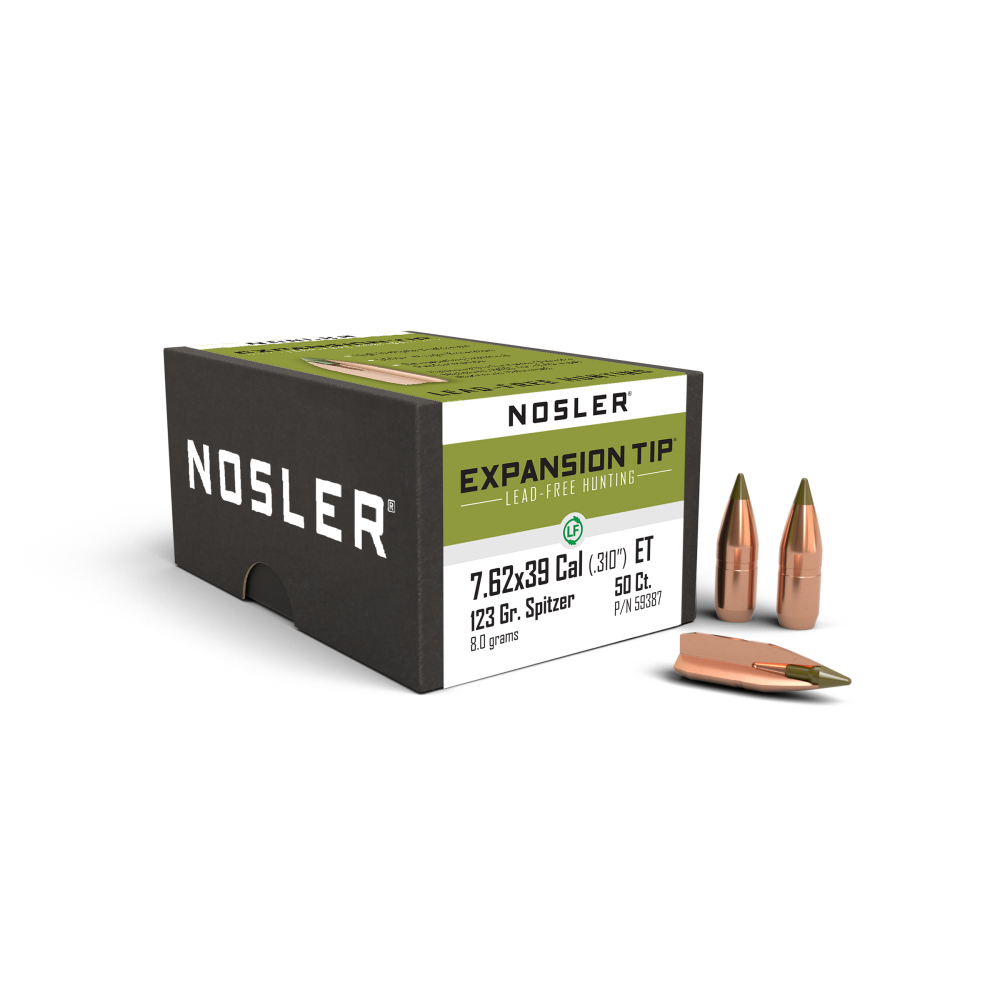 Nosler E-Tip Lead Free Rifle Bullets 7.62X39 .310" 123 Gr SPTZ ETIP 50/Ct
