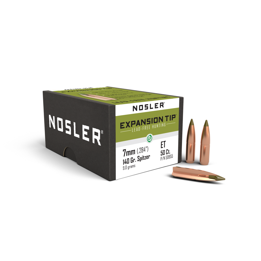 Nosler E-Tip 7mm 140gr Rifle Bullets, 50ct - Lead-Free, Polycarbonate Tip, Aerodynamic Boat Tail, USA Origin - Nosler - 7mm