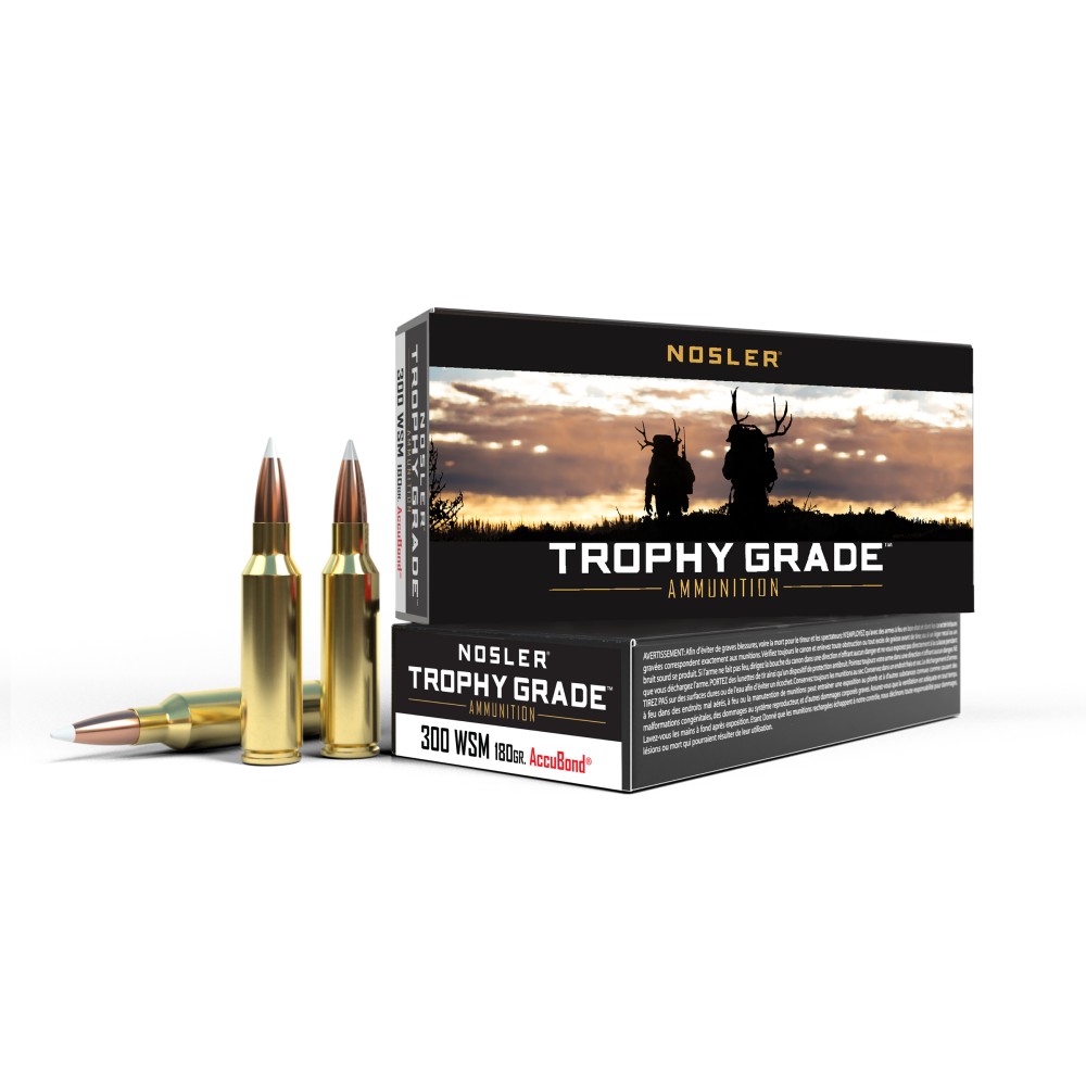 Nosler Accubond Trophy Grade Rifle Ammunition .300 WSM 180 gr PT 2950 fps 20/ct