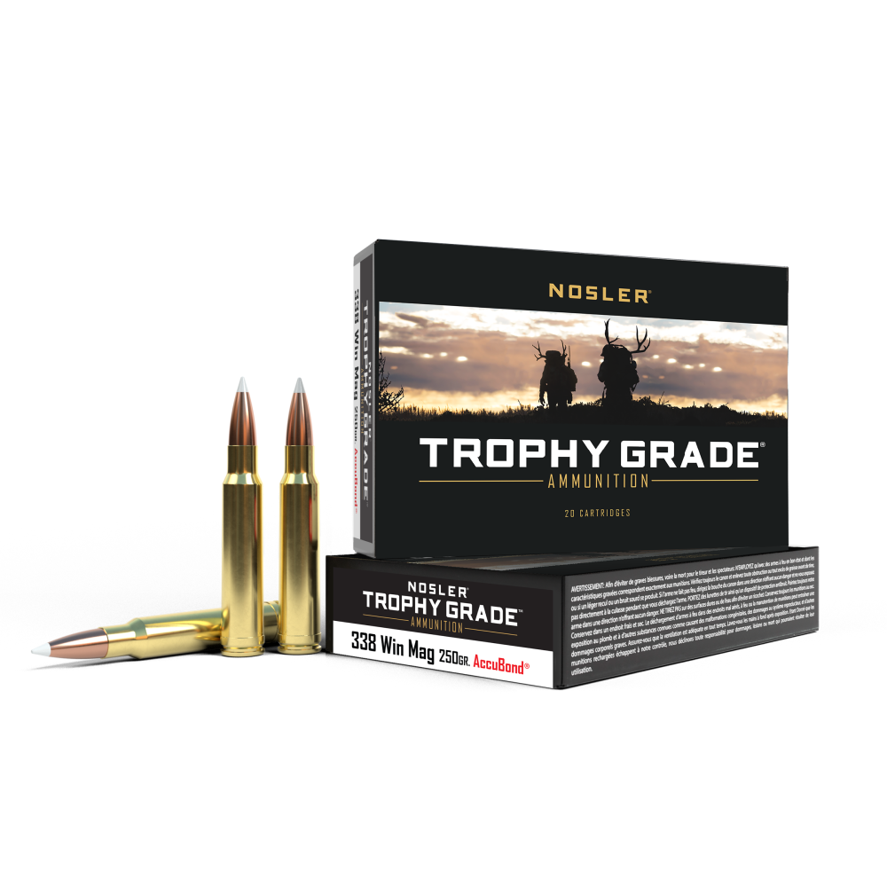 Nosler Accubond Trophy Grade Rifle Ammunition .338 Win MAG 250 Gr PT 2650 FPS 20/Ct