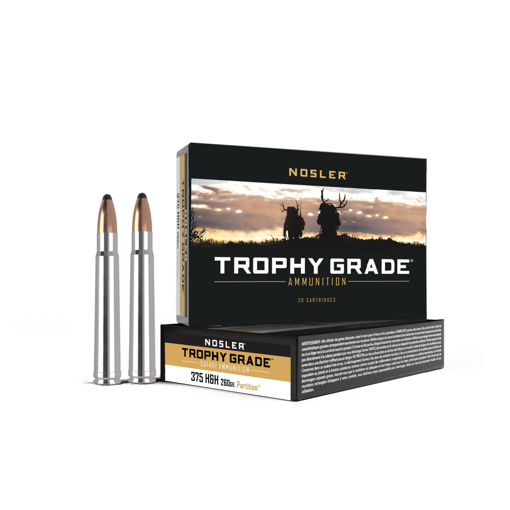 Nosler Partition Trophy Grade Rifle Ammunition .375 H&h 260 Gr JSP 2750 FPS 20/Ct