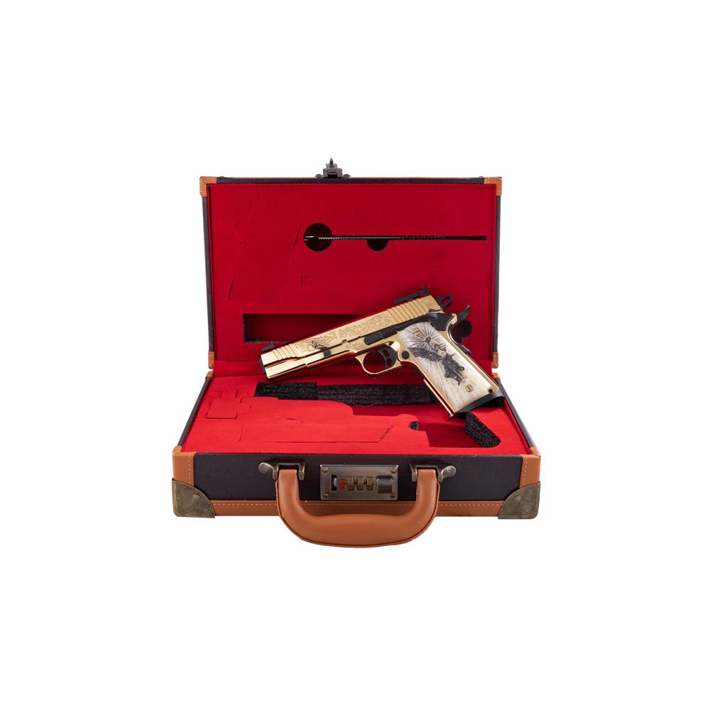 EAA Girsan MC1911 Gold Lux Handgun .38 Super 9rd Magazine 5" Barrel Engraved Slide and Grips Luxury Case