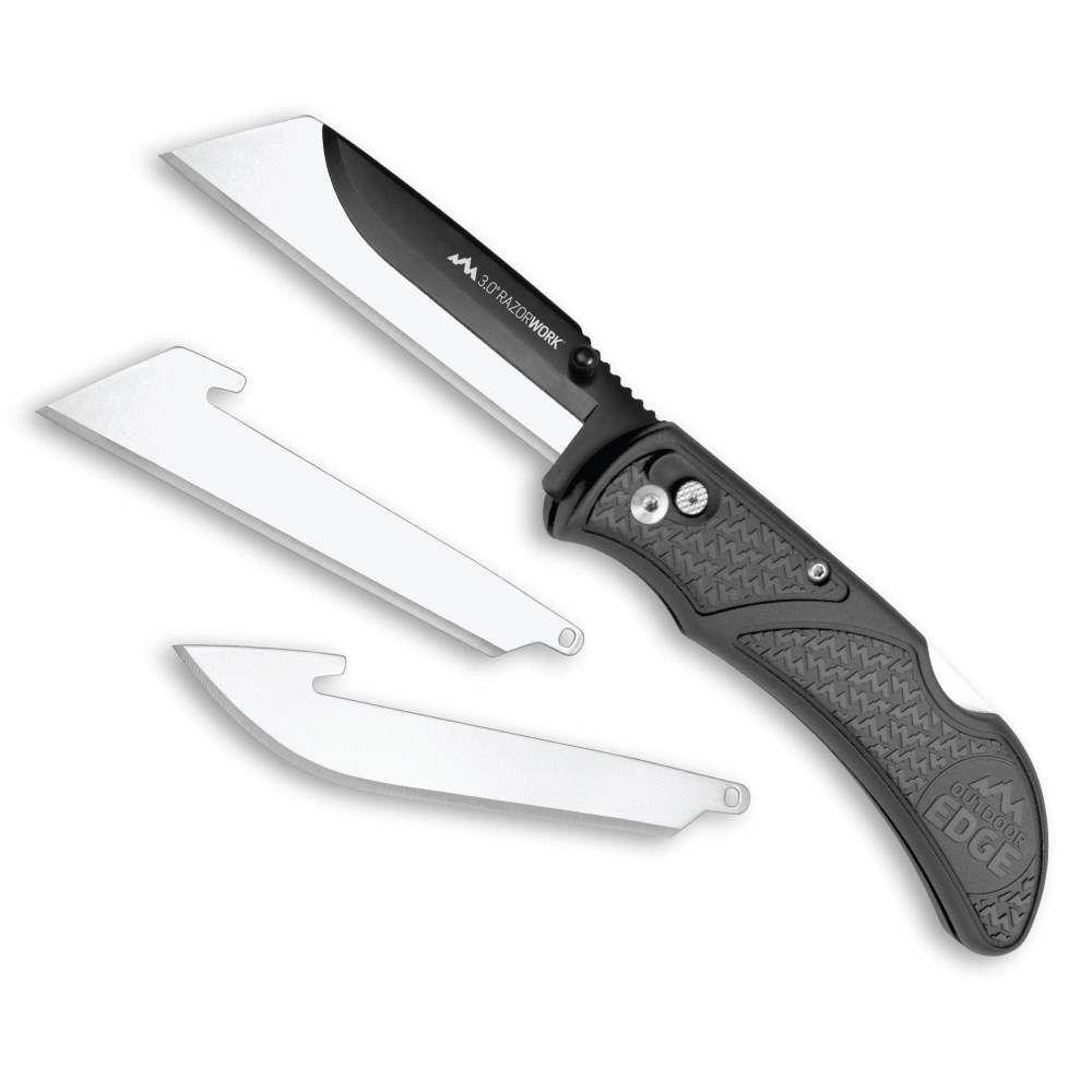 Outdoor Edge 3.0'' Razor-Work Knife Gray 3 Stainless Utility Blades
