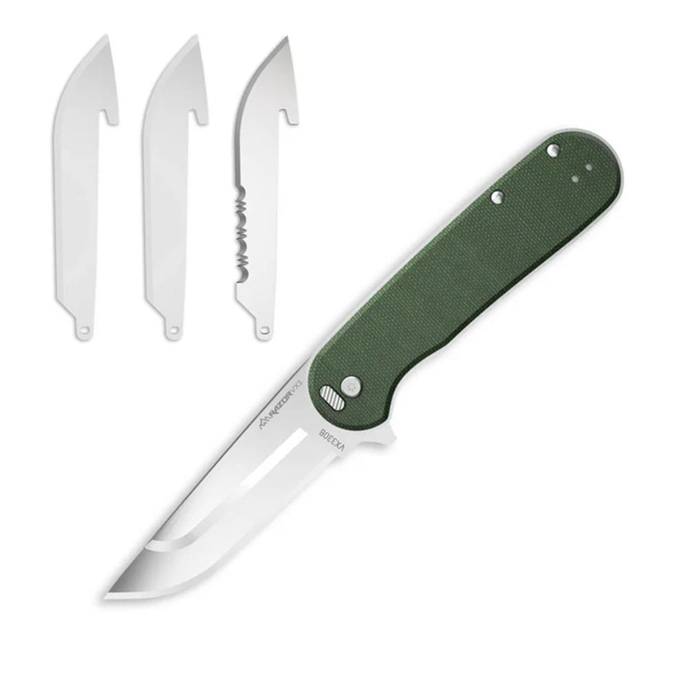Outdoor Edge Razor VX3 Knf Grn W/ Drp Pnt Stnlss Hrdwr Steel Ball Bearings