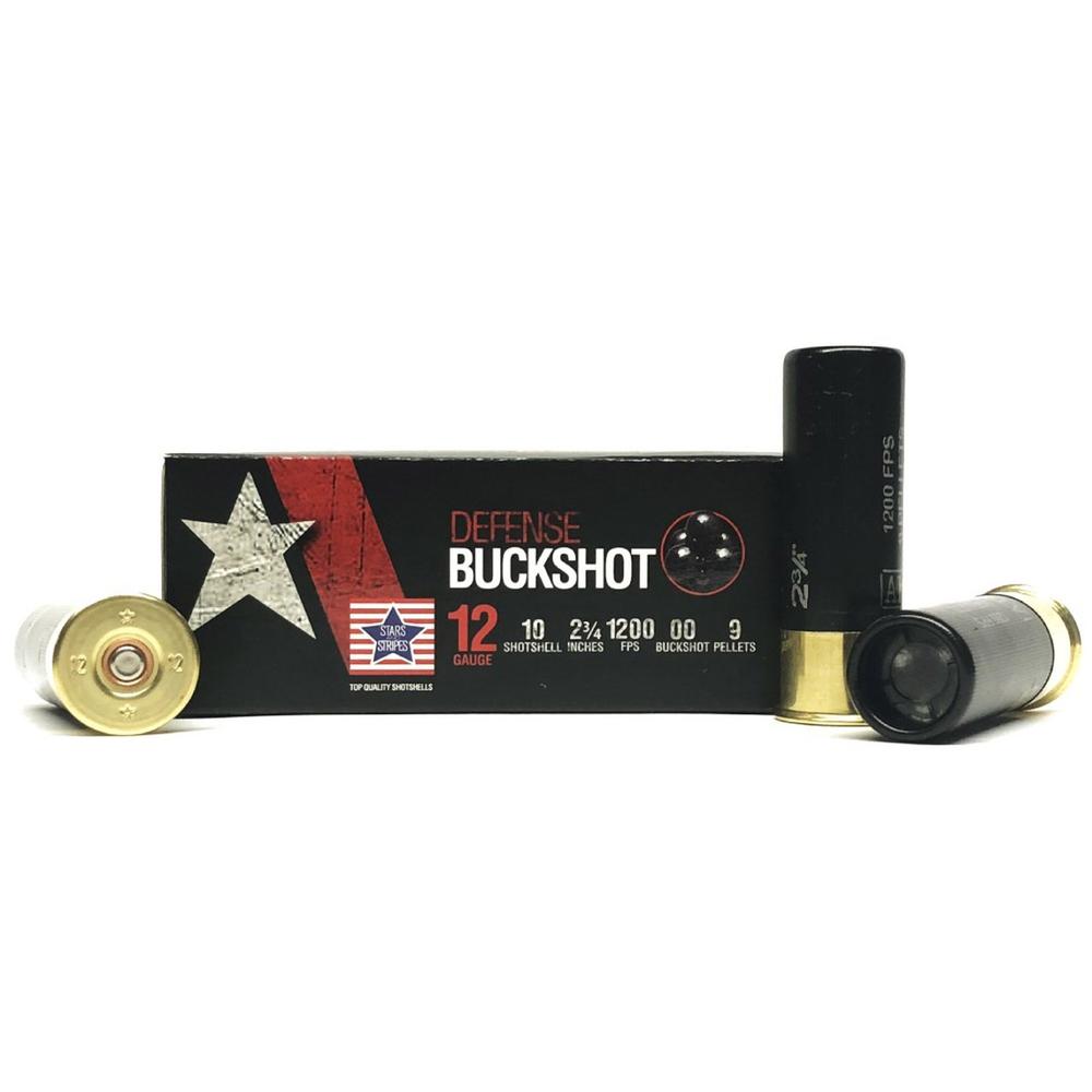 TRZ Trading PPU Stars & Stripes Defense Buckshot Shotshells 12ga 2-3/4" 9-pellet 1200 fps 00 10/ct