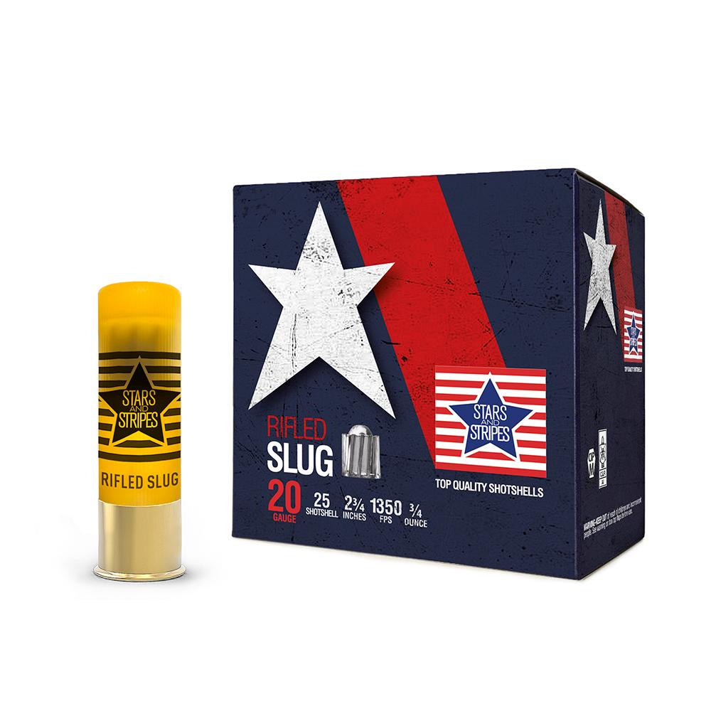 TRZ Trading PPU Stars & Stripes Rifled Slug Shotshells 20ga 2-3/4'' 3/4 oz 1350 fps Slug 25/ct