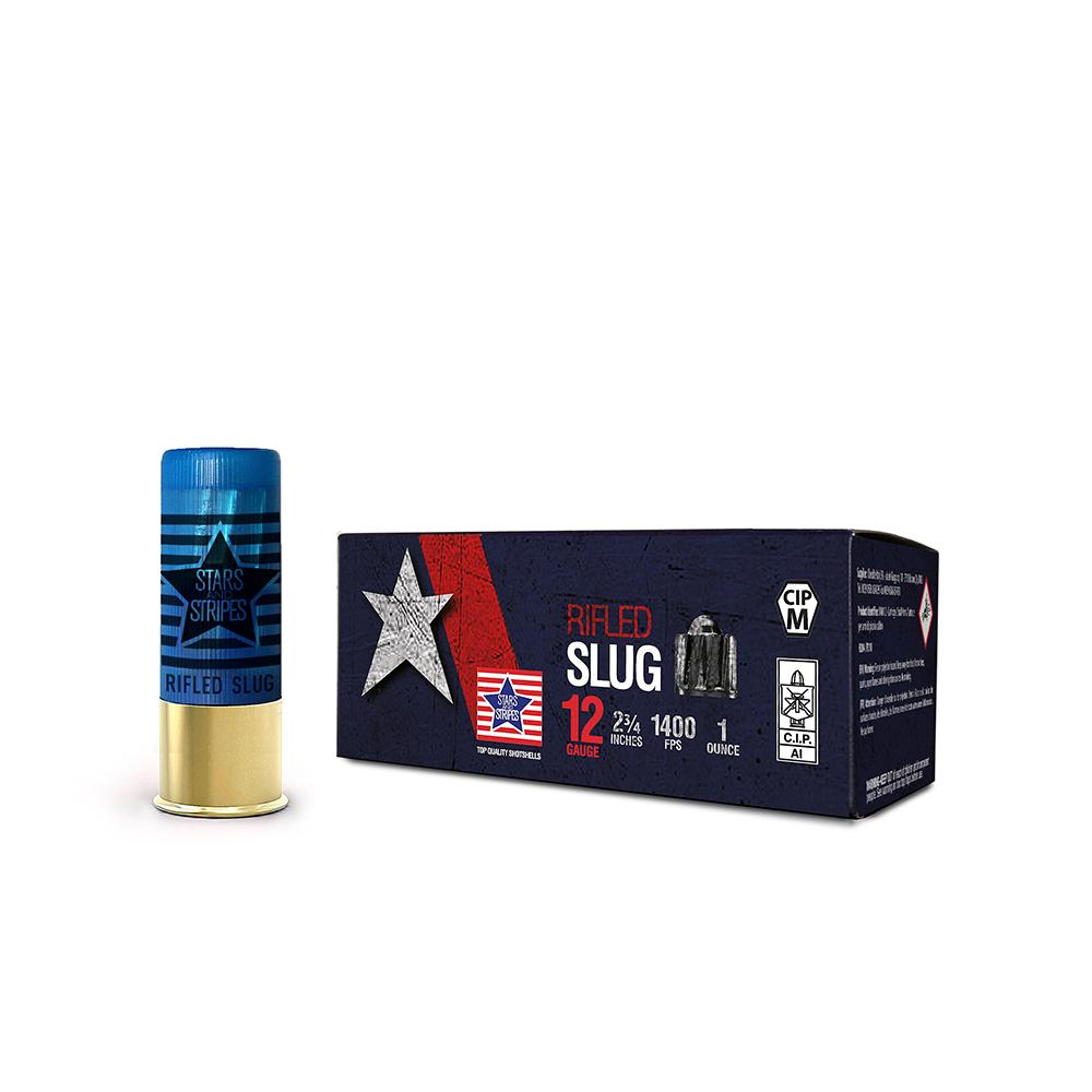 TRZ Trading PPU Stars & Stripes Rifled Slug Shotshells 12ga 2-3/4'' 1oz 1400fps Slug 10/ct