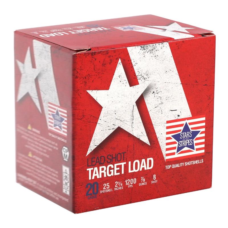 Star and Stripes Target Load Shotshells 20ga 2-3/4 7/8oz #8 1200 fps 25/ct