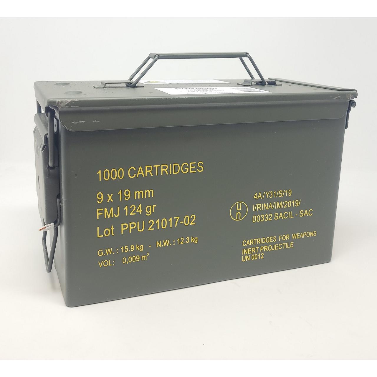 PPU Rangemaster Ammunition 9mm Luger 124gr FMJ 1263 fps 1000/ct (Metal Can)