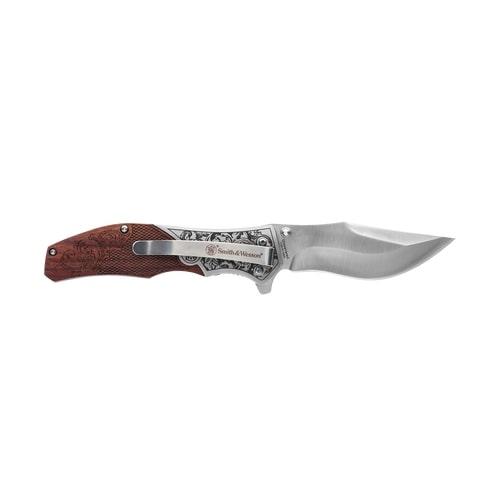 Smith & Wesson Unwavered Folding Knife 3-1/4 Clip Point Blade Engraved-img-0