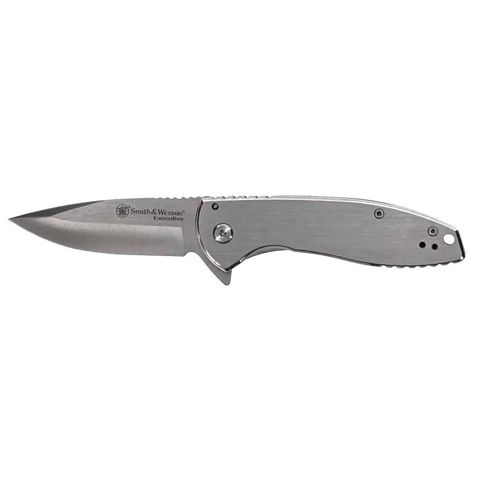 Smith & Wesson KT Executive Platinum Folding Knife 3 Drop Point Blade Silver