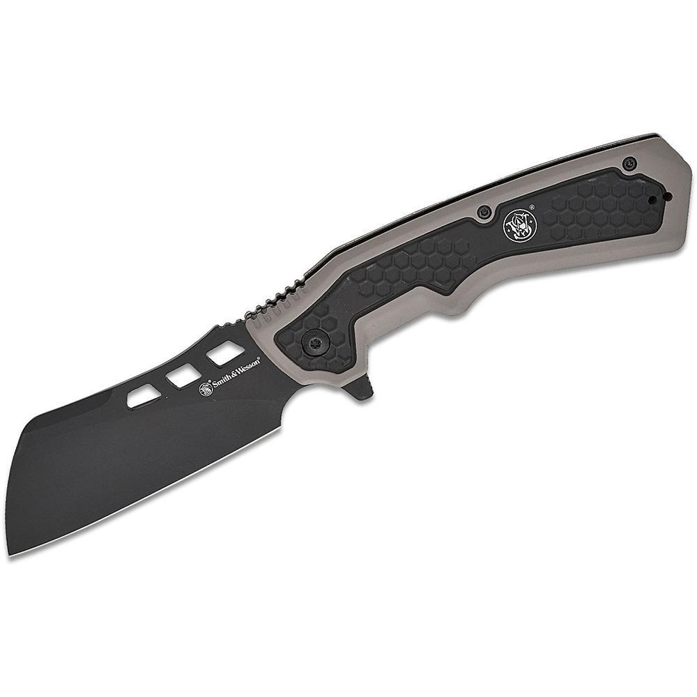 Smith & Wesson Extraction and Evasion Assisted Folding Knife 3-1/2 Cleaver Blade Black