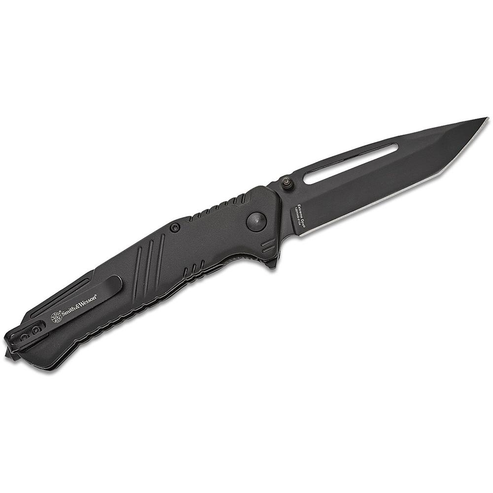 Smith & Wesson Extreme Ops Folding Knife 3-1/2 Tanto Blade Black with Glass Breaker