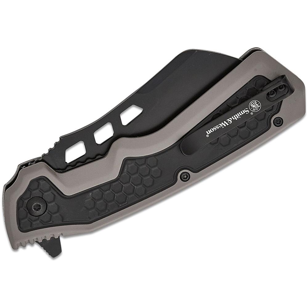 Smith & Wesson Extraction and Evasion Assisted Folding Knife 3-1/2" Cleaver Blade Black Box — photo 2