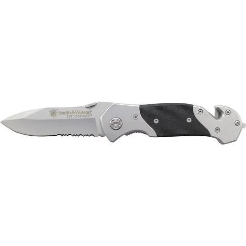 Battenfeld Knives Smith & Wesson 1st Response Drop Point Folding Knife 3 3/10" Blade Black and Silver