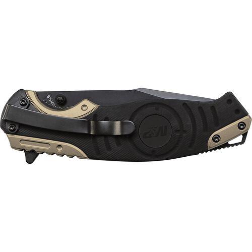 Battenfeld Knives Smith & Wesson M&P Drop Point Folding Knife Liner Lock 3 1/2" Blade Black and Tan