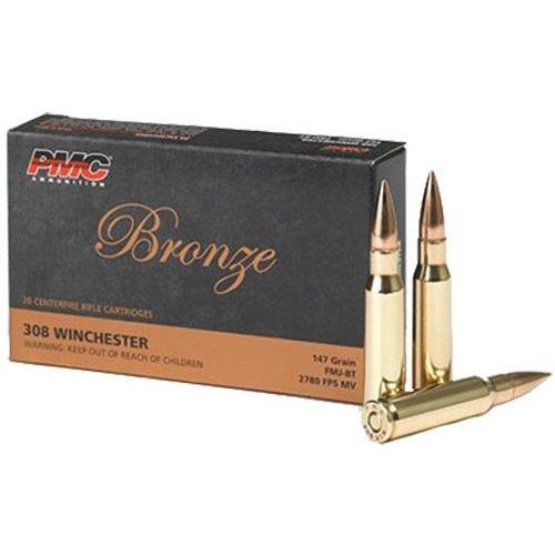 PMC Bronze Rifle Ammunition .308 Win 147 gr FMJBT 2780 fps 20/ct