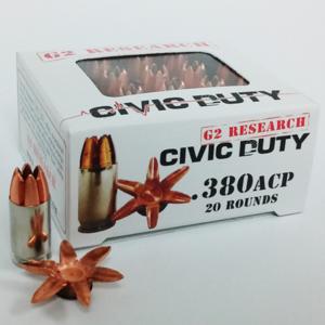G2 Research Civic Duty Handgun Ammo .380 ACP 64 gr Solid 1130 fps 20/ct
