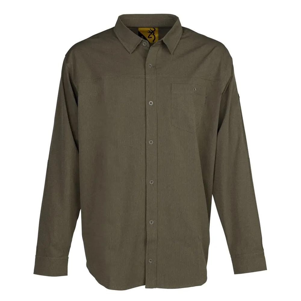 Browning 3012726401 Lightweight Green Button Down Shirt, Long Sleeve, S - Browning